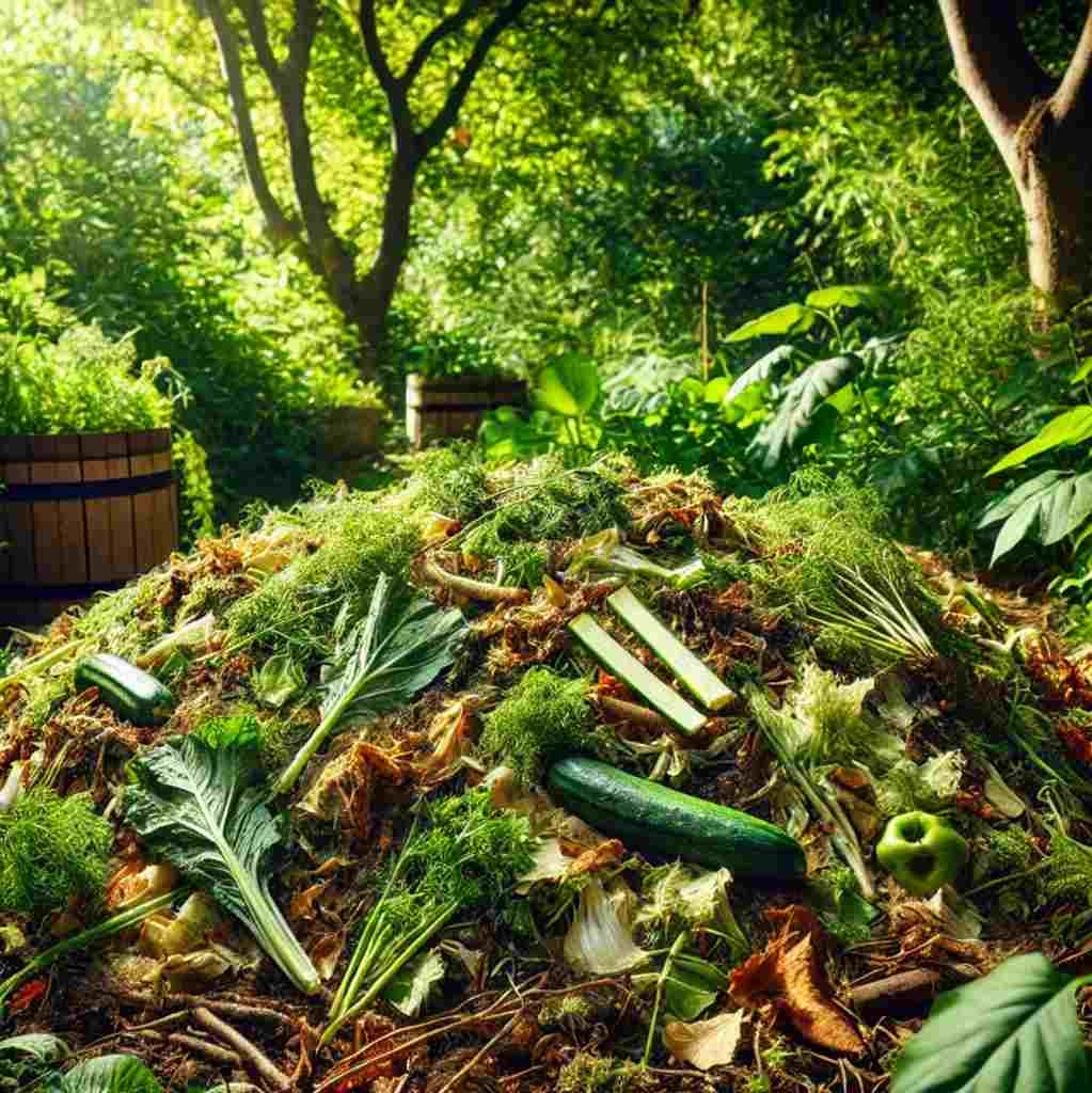 Komposthaufen im Garten