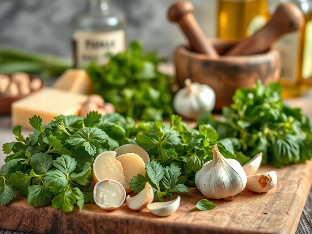 Zutaten für Kapuzinerkresse Pesto Zutaten für Kapuzinerkresse Pesto