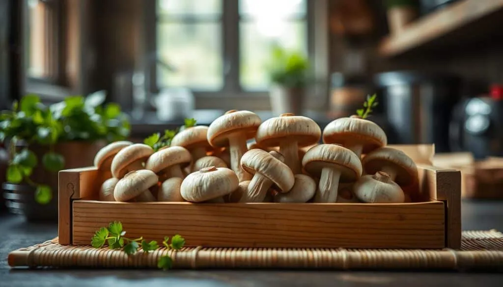 Lagerung von Wiesenchampignons Lagerung von Wiesenchampignons