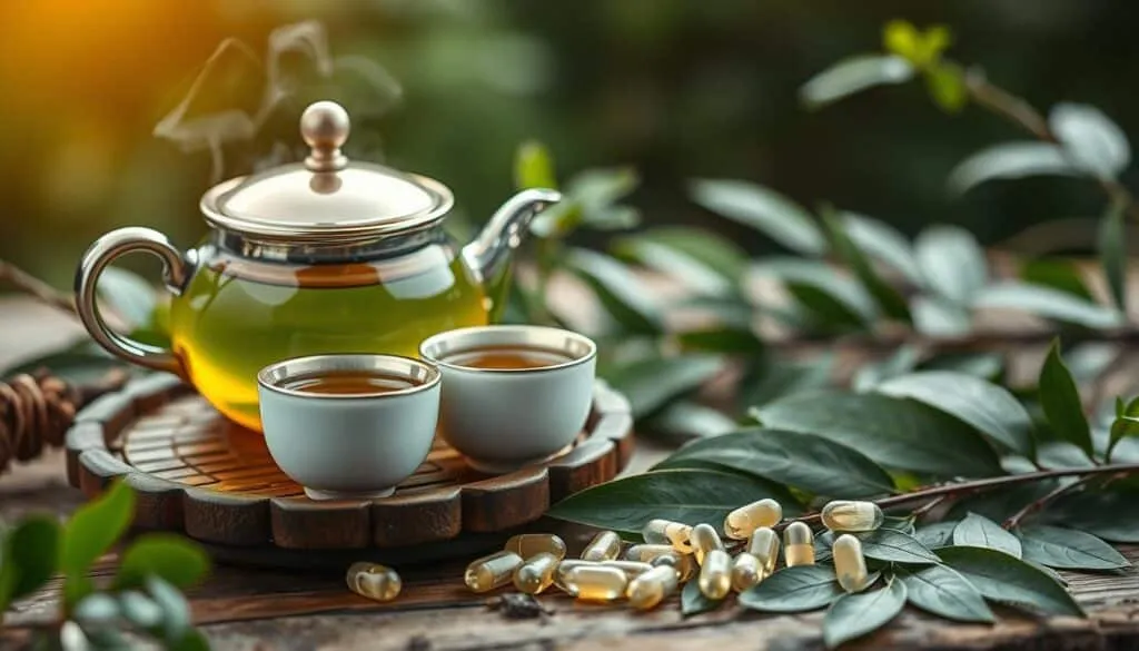 Jiaogulan Tee und Kapseln Jiaogulan Tee und Kapseln