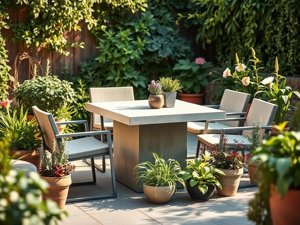 Design-Gartenmöbel mit Pflanzen