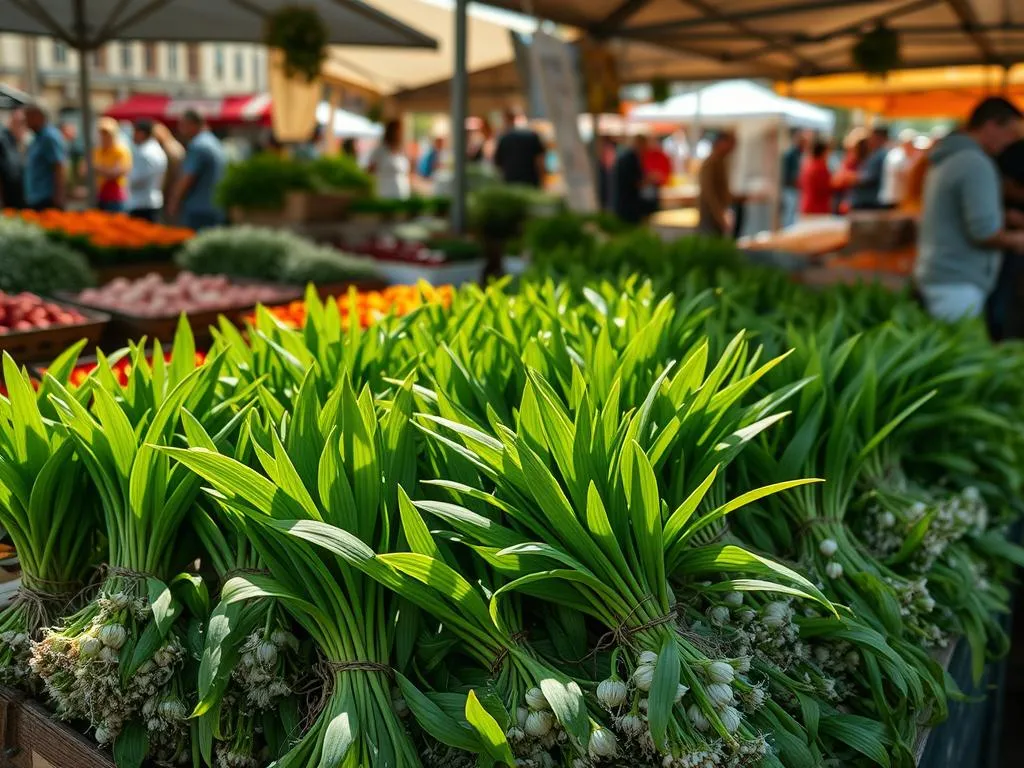 Knoblauchsrauke auf Wochenmarkt