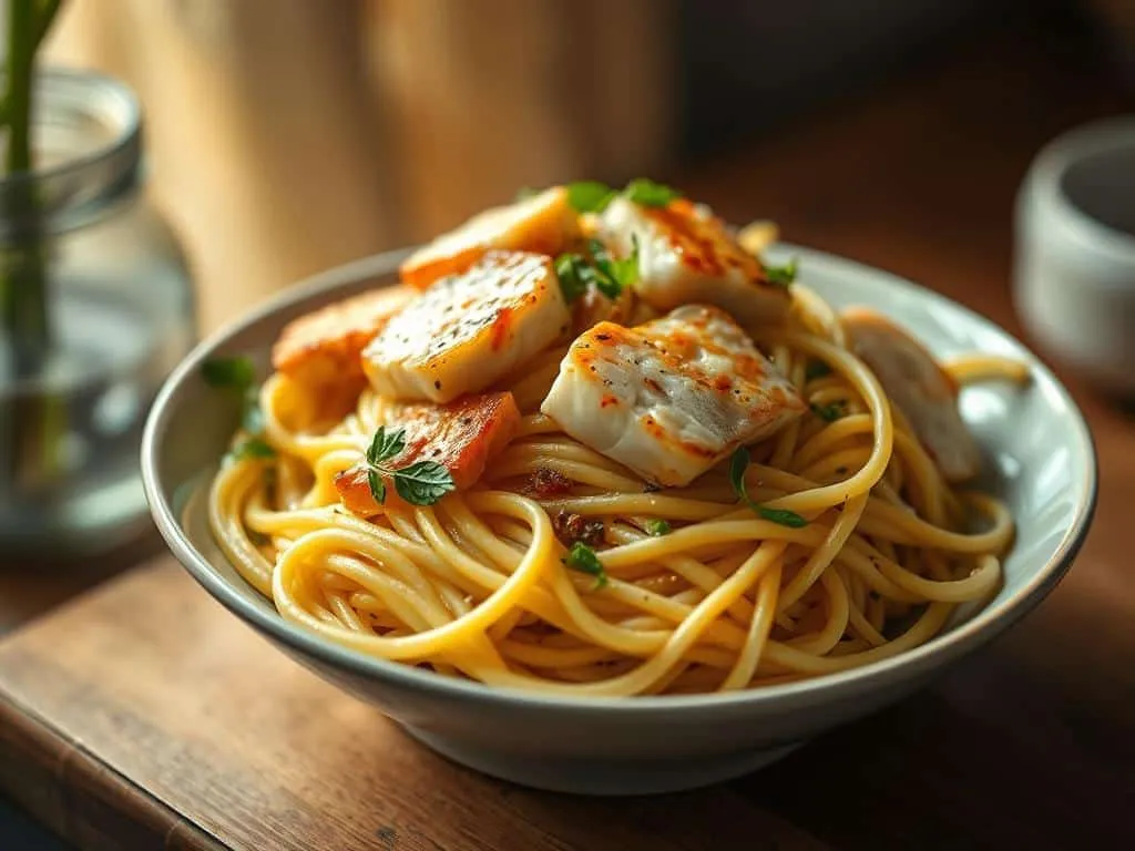 Spaghetti mit Fenchel und Fisch