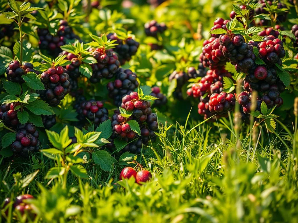 Erntezeit Kratzbeere im Sommer Erntezeit Kratzbeere im Sommer
