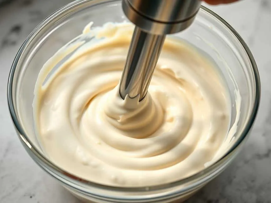 vegane Mayonnaise Zubereitung mit Stabmixer