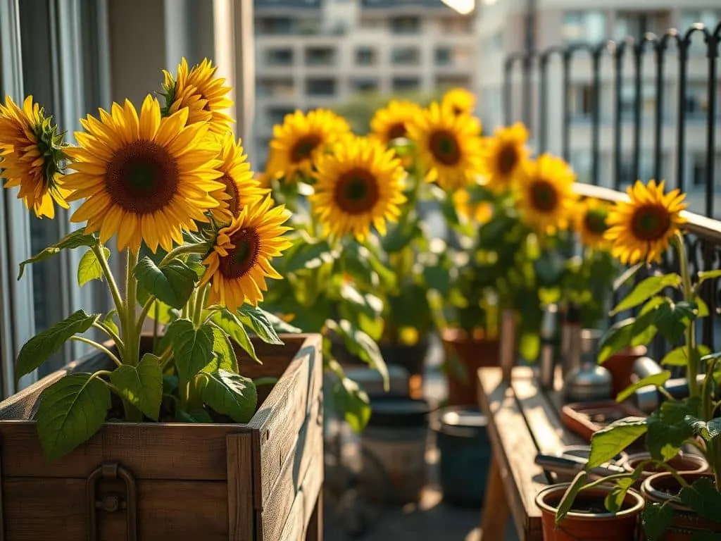 Balkonpflege Sonnenblumen
