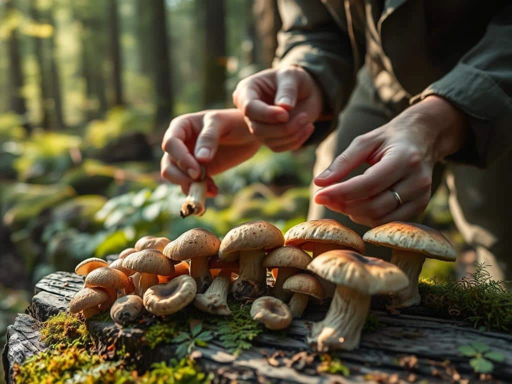 Reinigung von Waldpilzen